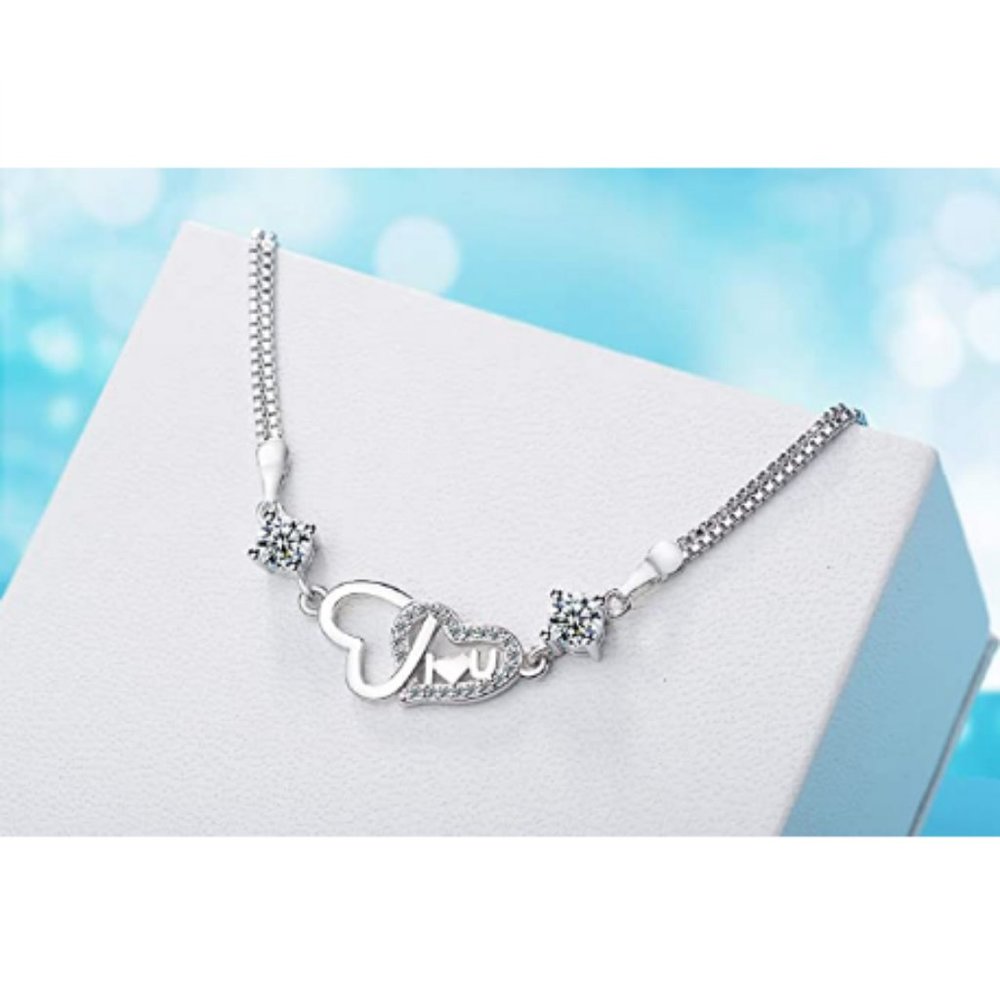Fad Two Interlocking Heart Infinity Bracelet - Picture 2 of 6